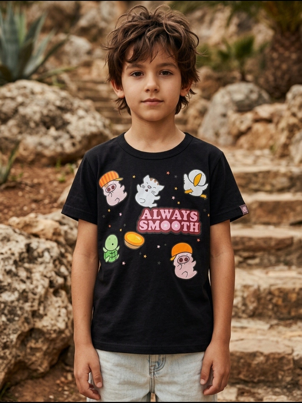 Mumug Black Short Sleeve Graphic Tee - ALWAYS SMOOTH Print